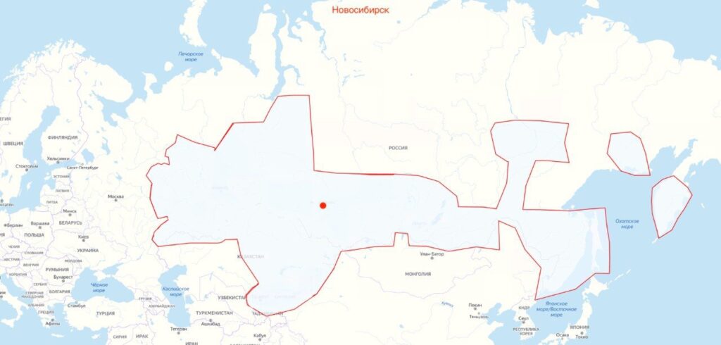 Зона покрытия склада в Новосибирске: